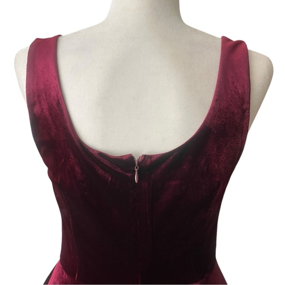 Avec Les Filles Burgundy Size 6 Velvet Mini Sleeveless Dress Romantic Goth - Picture 5 of 12